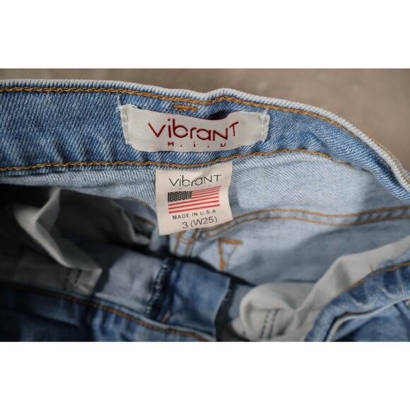 Vibrant Miu Jeans Womens 3 W25 Distressed Ripped High Rise Made in USA Denim - Picture 4 of 8